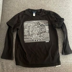 Boys black layered diesel logo tee. Size 4